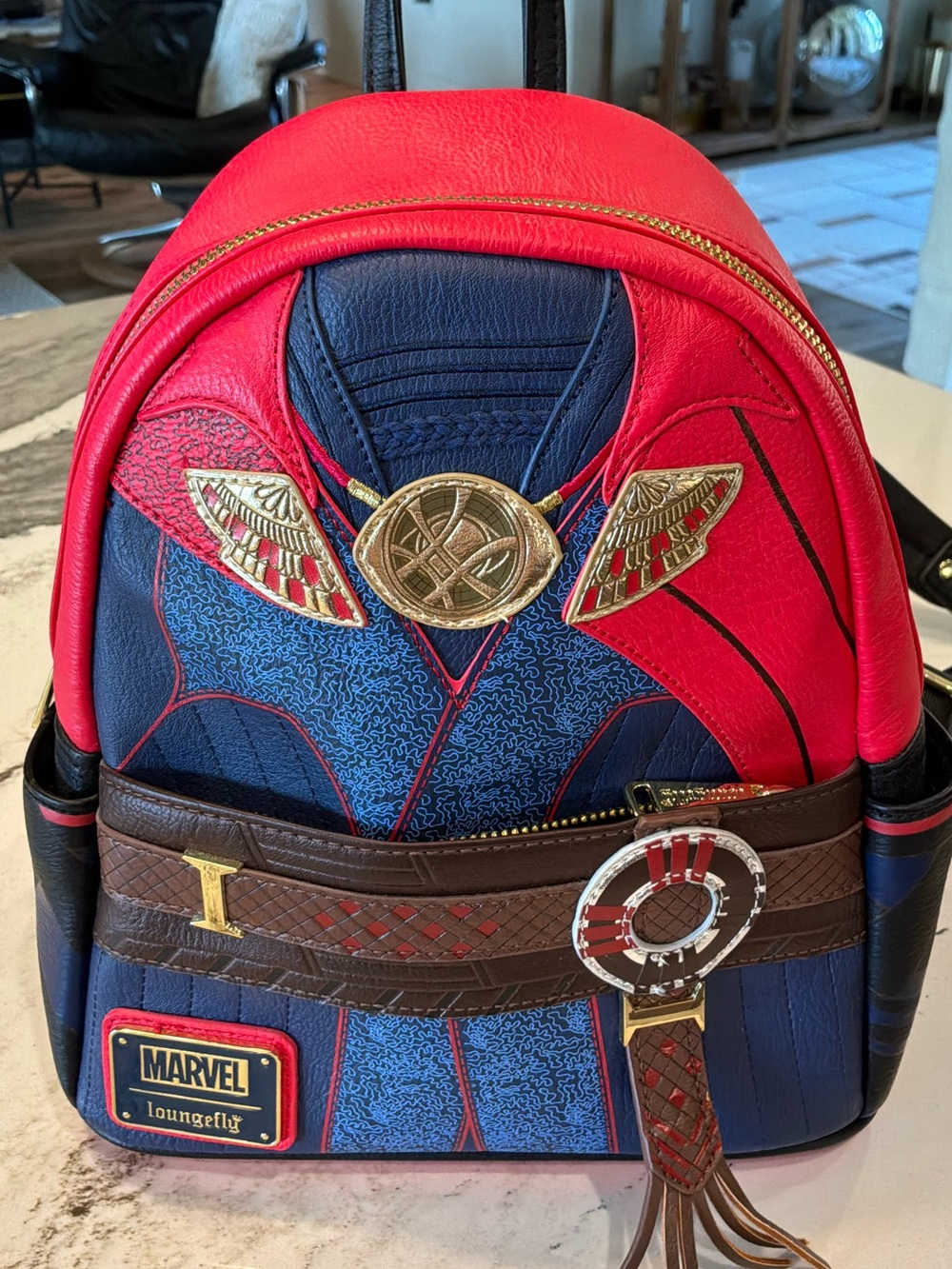 Disney Loungefly Marvel Doctor Strange Themed Red, Blue & Brown Mini Backpack
